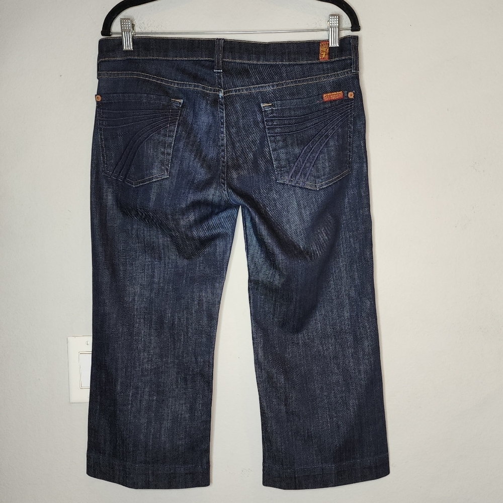 7 For‎ All Mankind Crop Dojo Darkwash Jean Wideleg Capri's Womens Size 30 (10)